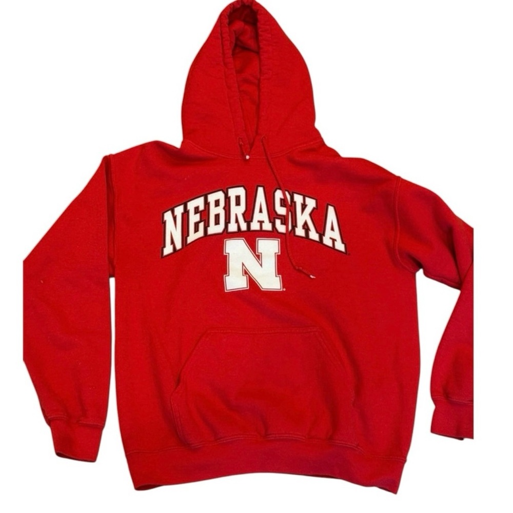 Nebraska Red Hoodie Sweatshirt M Huskers Football Athletic